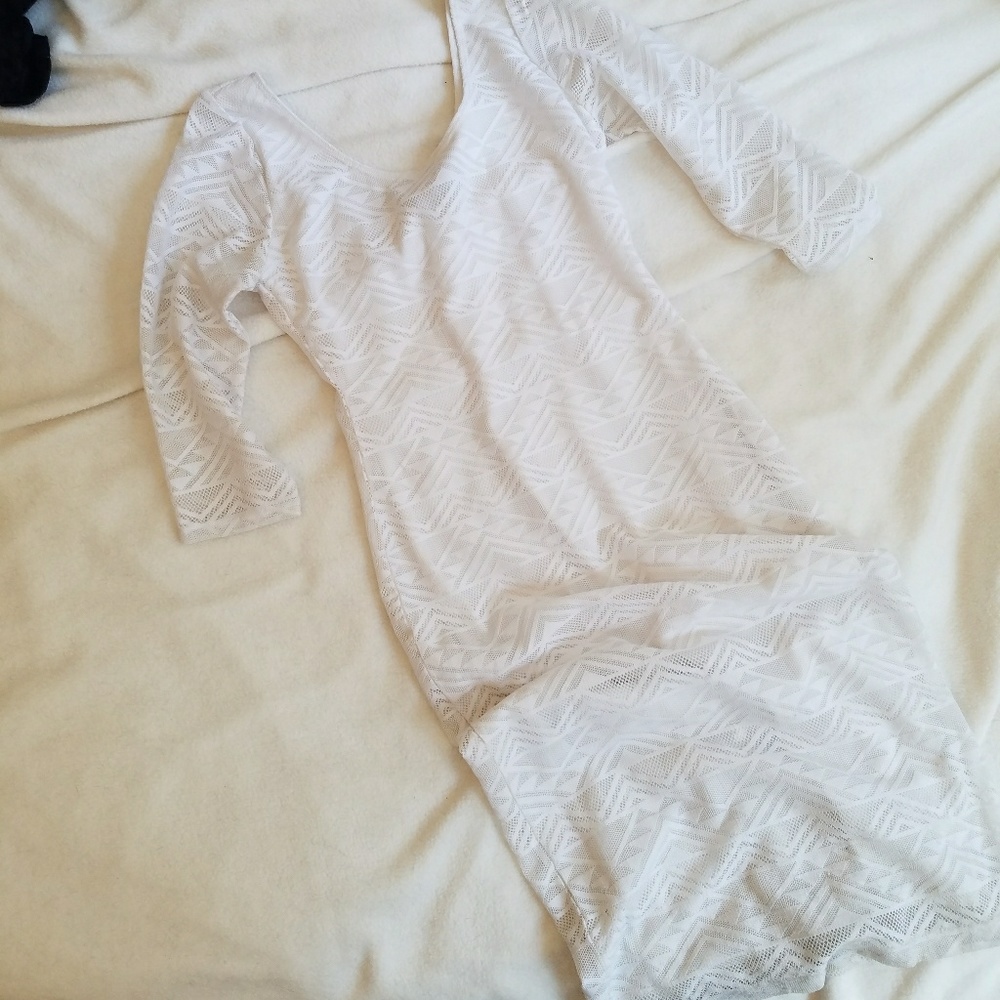 White midi lace dress